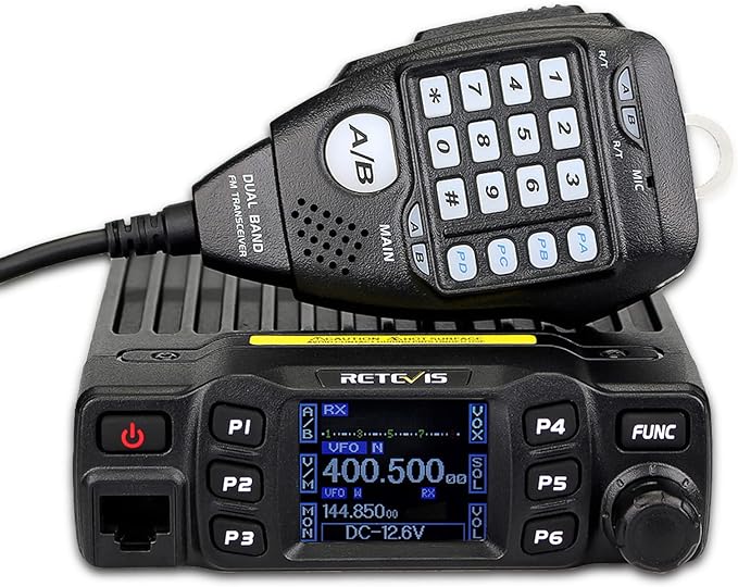 Retevis RT95 Mini Mobilgerät Dualband Amateurfunk Ham Radio 200 Kanäle 5W/15W/25W DTMF 5Tone Walkie Talkie Auto-Transceiver (Schwarz)